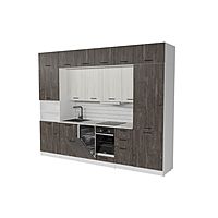 Кухня трёхуровневая под потолок «Сиена люкс», со столешницей, 3000×600 мм, цвет белый/сосна/дуб грей/бетон тёмный