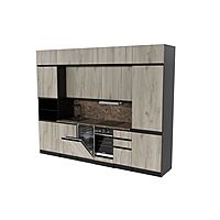 Кухня трёхуровневая под потолок «Равенна люкс», со столешницей, 3000×600 мм, цвет венге/алмабра тёмная/дуб браун