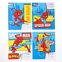 Тетрадь 12 листов, клетка, 4 вида  МИКС, Человек-паук