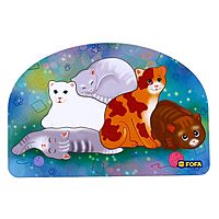 Пазл фигурный Коты деревянный 6 элементов