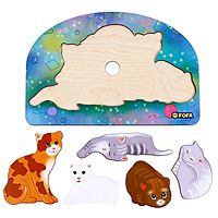 Пазл фигурный Коты деревянный 6 элементов