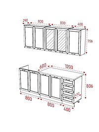 Кухня прямая «Агава», 2000×600 мм, цвет акация белая/трюфель