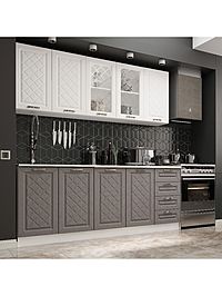 Кухня прямая «Агава», 2000×600 мм, цвет акация белая/трюфель