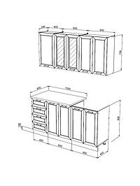 Кухня прямая «Агава», со столешницей, 1600×600 мм, цвет акация белая/трюфель