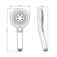 Душевая лейка Lemark LM0819CW, ручная, круглая, 110 х 243 мм, 3 функции, хром/белый