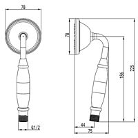 Душевая лейка Lemark LM8007B, ручная, 78 х 225 мм, 1 функция, бронза