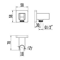 Подключение для душевого шланга Lemark LM4585C, 58 х 58 мм, хром