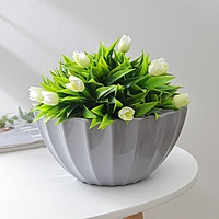 Кашпо со вставкой 2,4л d22см h10,5см "Ракушка", цвет серый шёлк