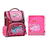 Ранец стандарт Across, 36 х 29 х 17 см, наполнение: мешок, брелок, розовый