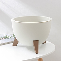 Кашпо на ножках 4,2л d25см h18,5см "Флориан", цвет белый ротанг