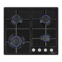 Варочная поверхность HOMSair HGE643BK, газовая, 4 конфорки, чёрная