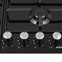 Варочная поверхность HOMSair HGE643BK, газовая, 4 конфорки, чёрная