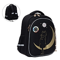 Рюкзак каркасный Grizzly, 36 х 28 х 20 см, светодиодная подсветка с брелоком, чёрный