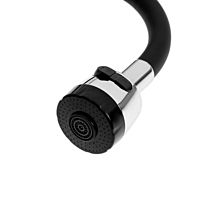 Смеситель для кухни ZEIN ZC2028, гибкий силикон излив, кран-букса латунь 1/2", черный/хром