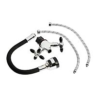 Смеситель для кухни ZEIN ZC2028, гибкий силикон излив, кран-букса латунь 1/2", черный/хром