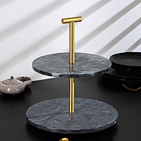 Блюдо 2-ярусное "Granite" из мрамора 25/20х28 см, цвет серый