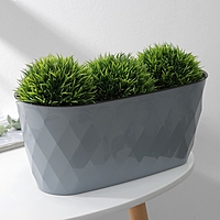 Кашпо со вставкой 5л 35,4х15,2х15см "Laurel", цвет серый