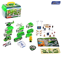 АВТОГРАД Набор игровой "Дорожная служба" с 12 моделями техники, дорожные знаки, игровое поле   76128