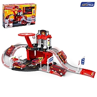 АВТОГРАД Парковка "Пожарная станция", с металлическими машинкой и вертолетом