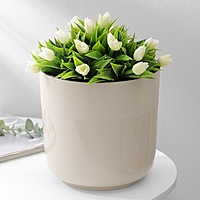 Кашпо со вставкой 4,5л d19см h19см "Линель", цвет бежевый