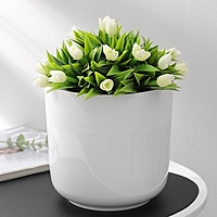 Кашпо со вставкой 4,5л d19см h19см "Линель", цвет белый