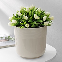 Кашпо со вставкой 2,7л d16см h16см "Линель", цвет бежевый