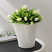 Кашпо со вставкой «Лагуна», 1,5 л, d=16 см, h=15 см, цвет белый