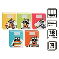 Компл тетр из 10 шт, 18л кл Еноты, обл мел карт, ВД лак, бл офс (4845879)