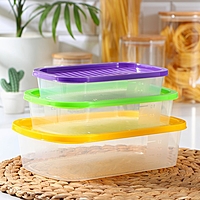 Набор контейнеров пищевых 3шт 0,5; 1; 1,6л BioFresh прямоуг, цвет МИКС