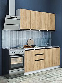 Кухонный гарнитур прямой «Клик Мебель. Стиль», с столешницей, 1600 мм, цвет дуб крафт золотой/белый/чёрный