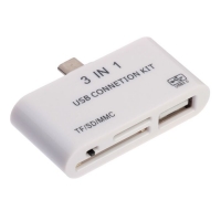 Картридер-OTG адаптер microUSB, разъемы USB, microSD, SD