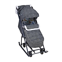 Санки-коляска "Наши детки" 6, принт с ламой серый НДТ6/1