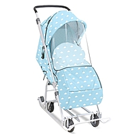 Санки-коляска "Наши детки 3-1К", принт: с облачками голубой НДТ3-1К/2