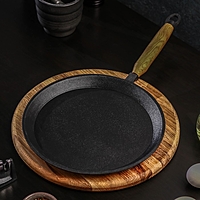 Сковорода блинная 24 см "Magma" литая чугунная, дерев. ручка