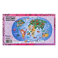 Пазл фигурный Карта мира Животные 38 элементов