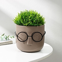 Кашпо со вставкой «СТИВ», 650 мл, d=11,5 см, h=10,5 см, цвет французский серый