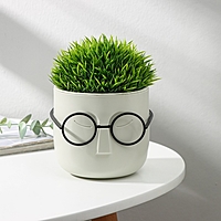 Кашпо со вставкой «СТИВ», 650 мл, d=11,5 см, h=10,5 см, цвет белый ротанг