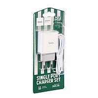 Сетевое зарядное устройство Hoco C81A, USB, 2.1 А, кабель Type-C 1 м, белый