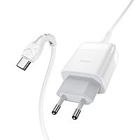 Сетевое зарядное устройство Hoco C72Q, 18 Вт, USB QC3.0 - 3 А, кабель Type-C 1 м, белый