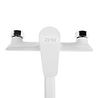 Смеситель для ванны ZEIN Z3415, картридж 35 мм, с душевым набором, цинк, белый/хром