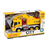 Автомобиль-экскаватор «Сити», инерционный, со светом и звуком, цвет жёлтый