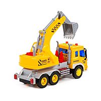Автомобиль-экскаватор «Сити», инерционный, со светом и звуком, цвет жёлтый