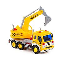 Автомобиль-экскаватор «Сити», инерционный, со светом и звуком, цвет жёлтый