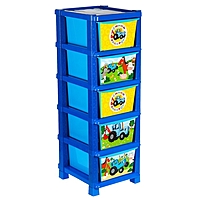 Комод универсальный №1,  5 секций,  Синий трактор