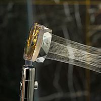 Лейка для душа ZEIN Z2349, с вентилятором, 1 режим, пластик/нержавеющая сталь, жёлтый/хром