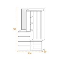 Прихожая «Клик Мебель. Крона», с зеркалом, 1260×350×1980 мм, цвет графит