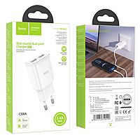 Сетевое зарядное устройство Hoco C88A, 2 USB, 2.4 А, белый