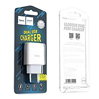 Сетевое зарядное устройство Hoco C73A, 2 USB, 2.4 А, белый