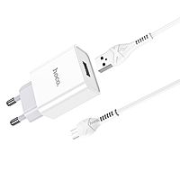 Сетевое зарядное устройство Hoco C81A, USB, 2.1 А, кабель microUSB 1 м, белый
