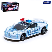 АВТОГРАД Машина инерционная "Crazy race, полиция", русская озвучка, свет, цвет белый